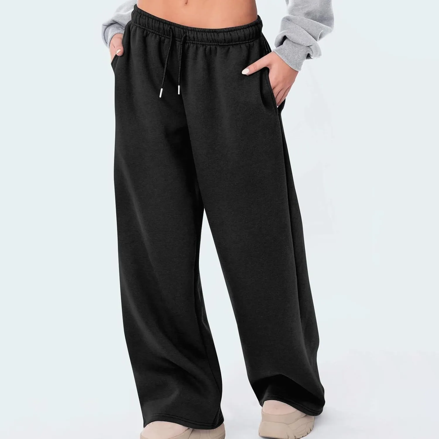 Women's Wide Leg Sweatpants Bow Tie Printed Trousers Baggy Straight Leg Lounge Pants Athletic Joggers with Pockets