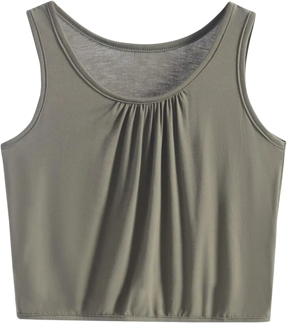 Workout Tops for Women Cotton Crop Tops Casual Loose Tank Top Sleeveless Basic Cropped Athletic Yoga Workout Shirt