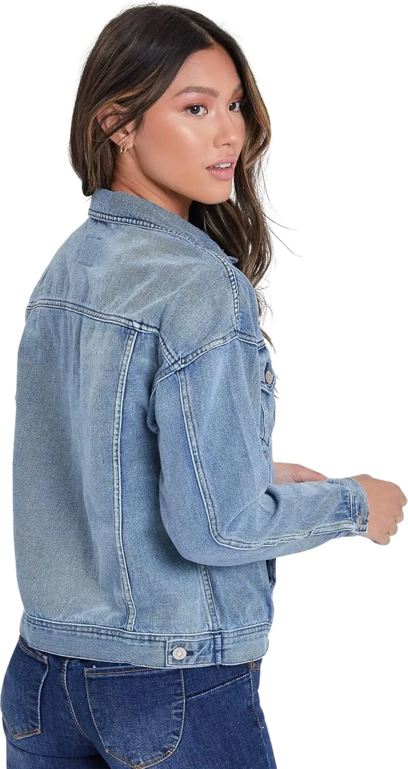 YMI Women's Junior Oversized Boyfreind Denim Jacket