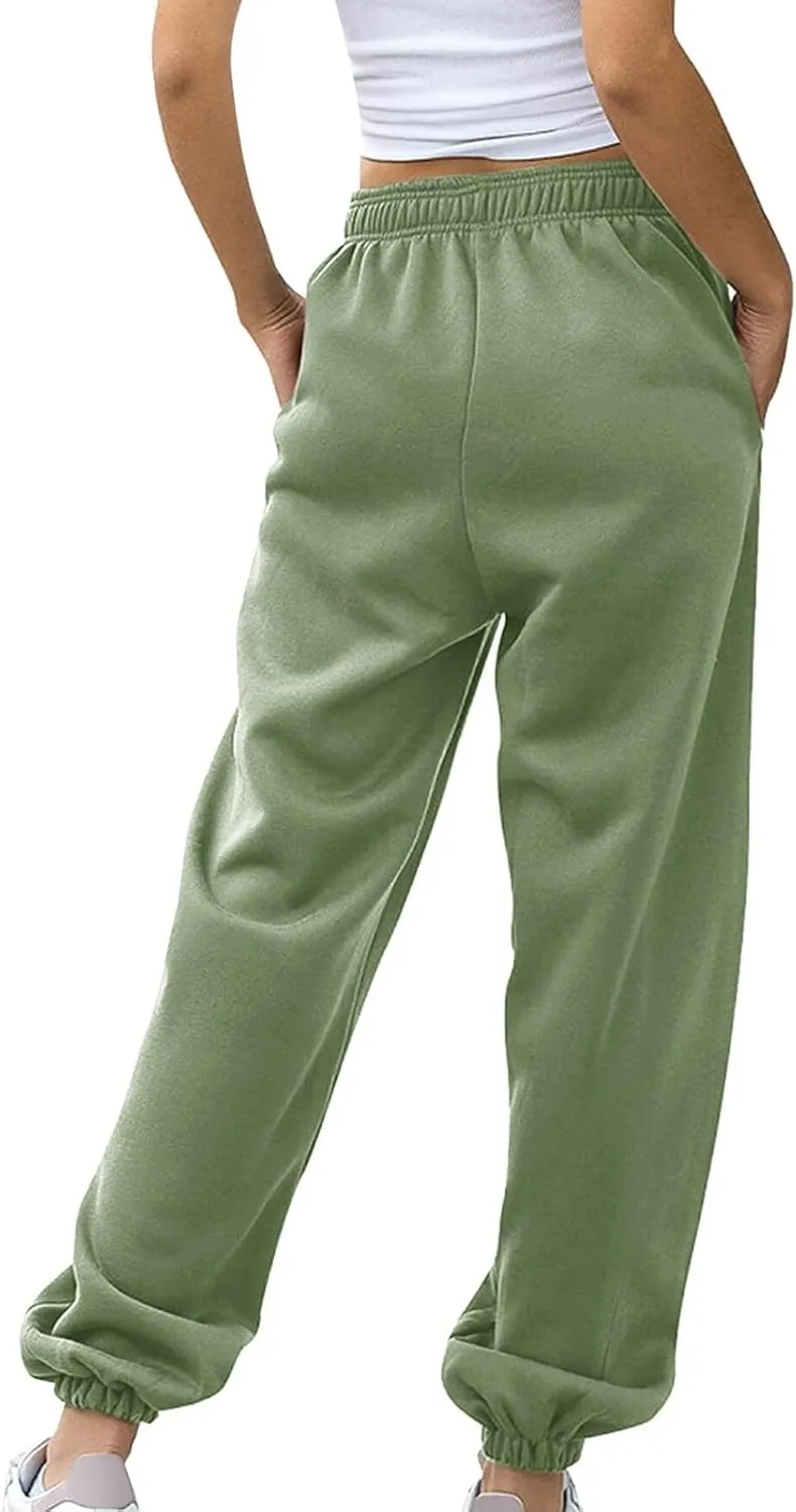 ZDRZK Womens Sweatpants Elastic Waist Lace-Up Bunched Feet Jogger Pants Athletic Gym Baggy Lounge Trousers with Pockets