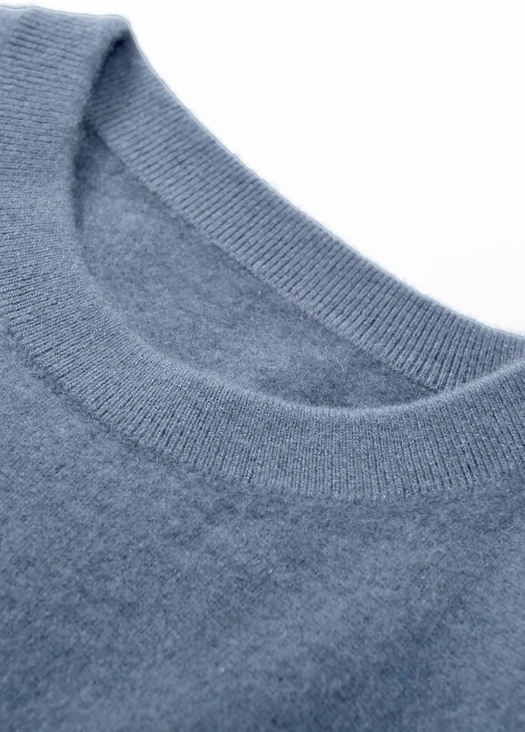 ZHILI Men's Crewneck Cashmere Sweater Solid Color Knit
