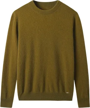 ZHILI Men's Crewneck Cashmere Sweater Solid Color Knit