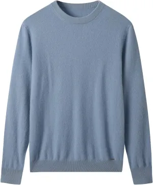 ZHILI Men's Crewneck Cashmere Sweater Solid Color Knit