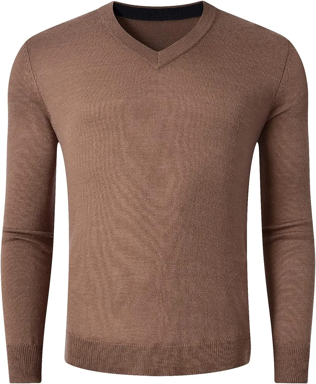 ZHILI Men's Fine Knit, 20% Merino Wool, DXL Big and Tall, V-Neck Sweater