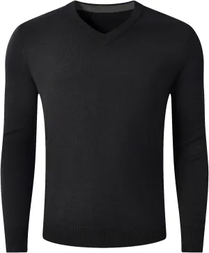 ZHILI Men's Fine Knit, 20% Merino Wool, DXL Big and Tall, V-Neck Sweater