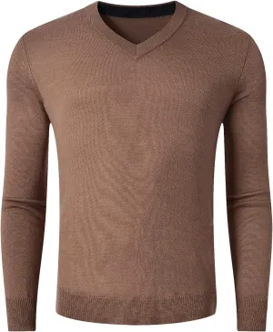 ZHILI Men's Fine Knit, 20% Merino Wool, DXL Big and Tall, V-Neck Sweater