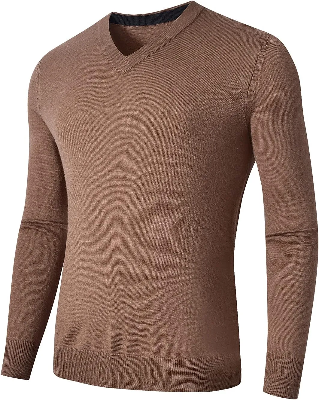 ZHILI Men's Fine Knit, 20% Merino Wool, DXL Big and Tall, V-Neck Sweater