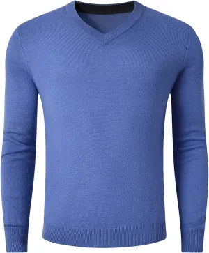 ZHILI Men's Fine Knit, 20% Merino Wool, DXL Big and Tall, V-Neck Sweater