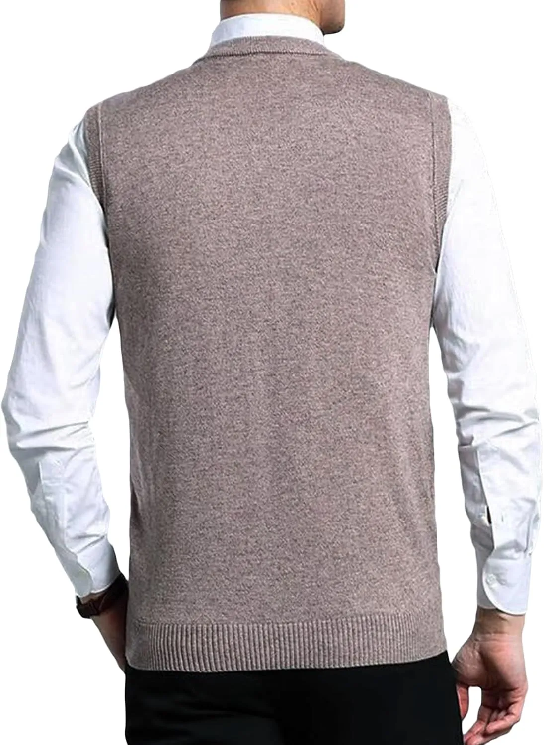 ZUEVI Men's Sweater Vests V-Neck Sleeveless Knitted Pullover Sweaters Relax Fit Classic Striped Vest Knitwear